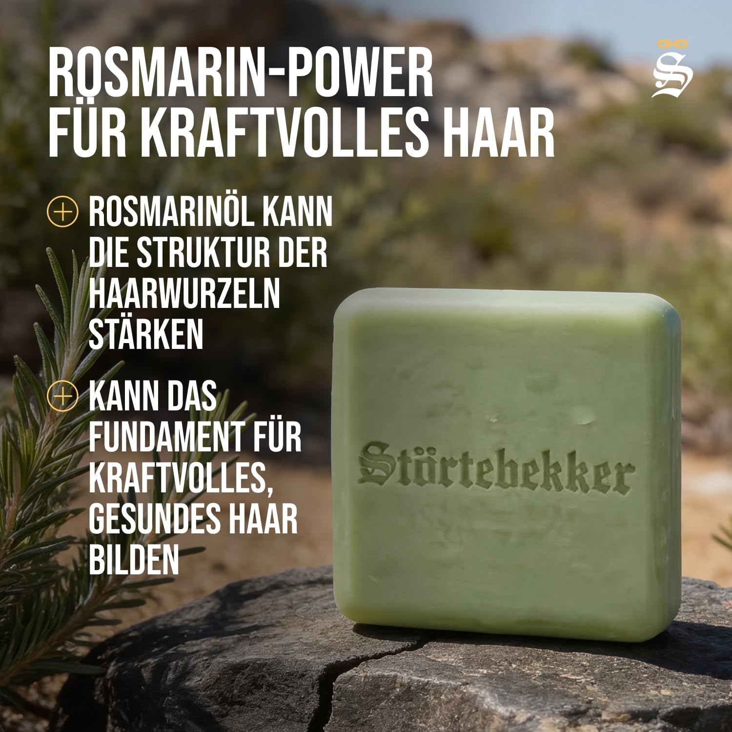 Störtebekker® Premium Shampoo Bar Rosmarin - Festes Shampoo Herren & Damen - 3in1 Duschseife Männer für Haare, Kopfhaut & Bart - Feuchtigkeitsshampoo - vegan (6x 100 g)
