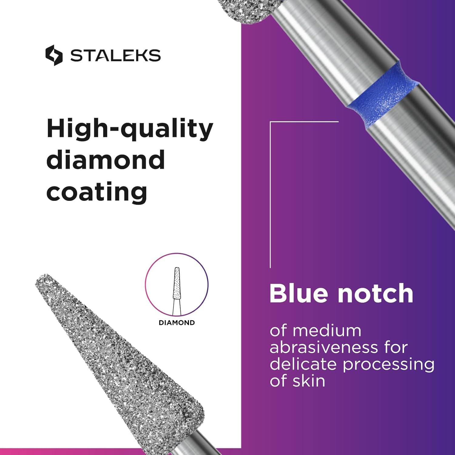 STALEKS PRO Expert Diamond Nail Drill Bit (Sharp Pear, Blue) β Medium Abrasiveness for Cuticle, Sidewall, Epidermis Cleansing & Versatile Hardware Manicure/Pedicure 4