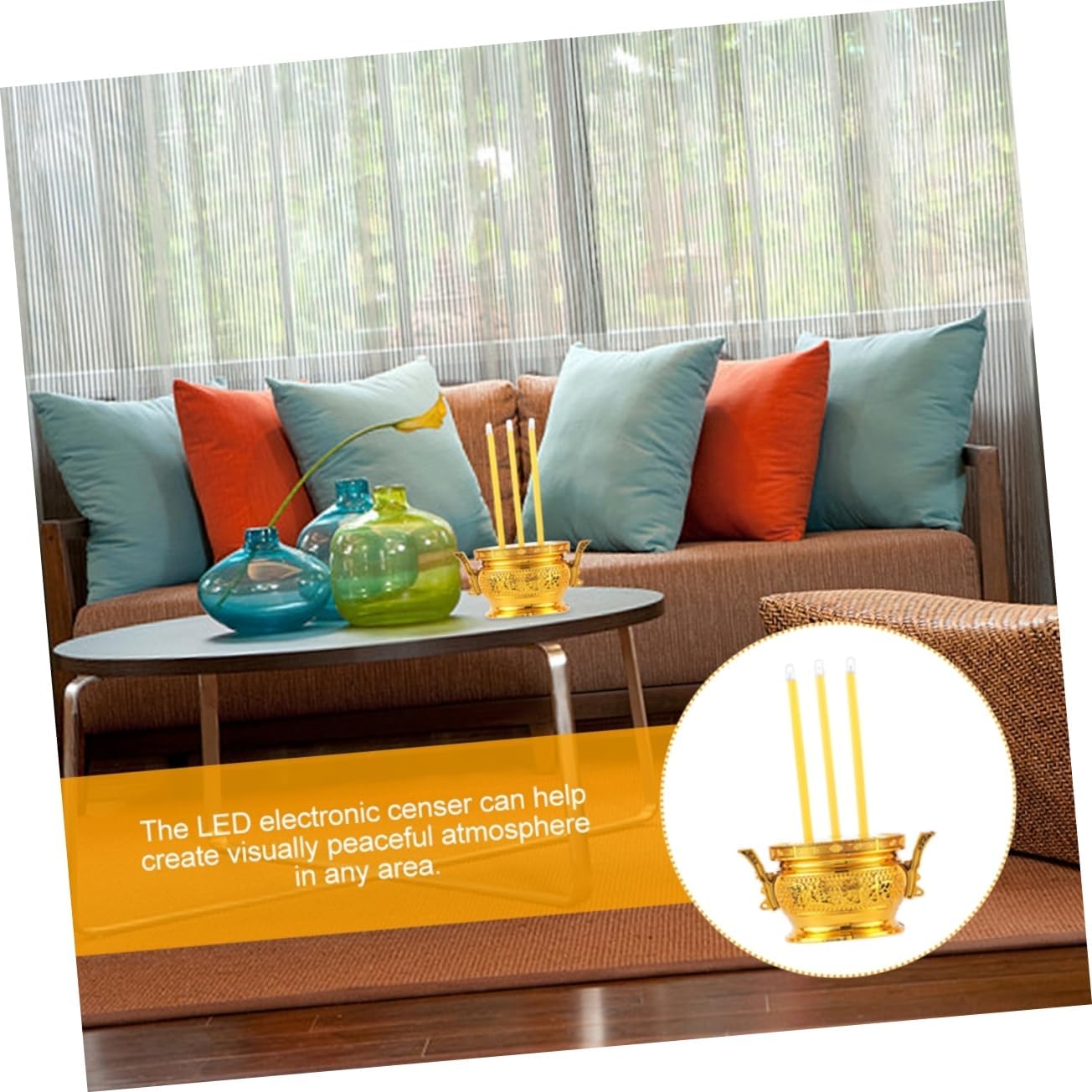 BESPORTBLE Electronic Incense Burner Insencens Burner Led Incense Stick Thai Candle Lamp Buddhist Electric Incense Stick Incense Holder Chinese Candle Light Plastic Shine Treasure Bowl