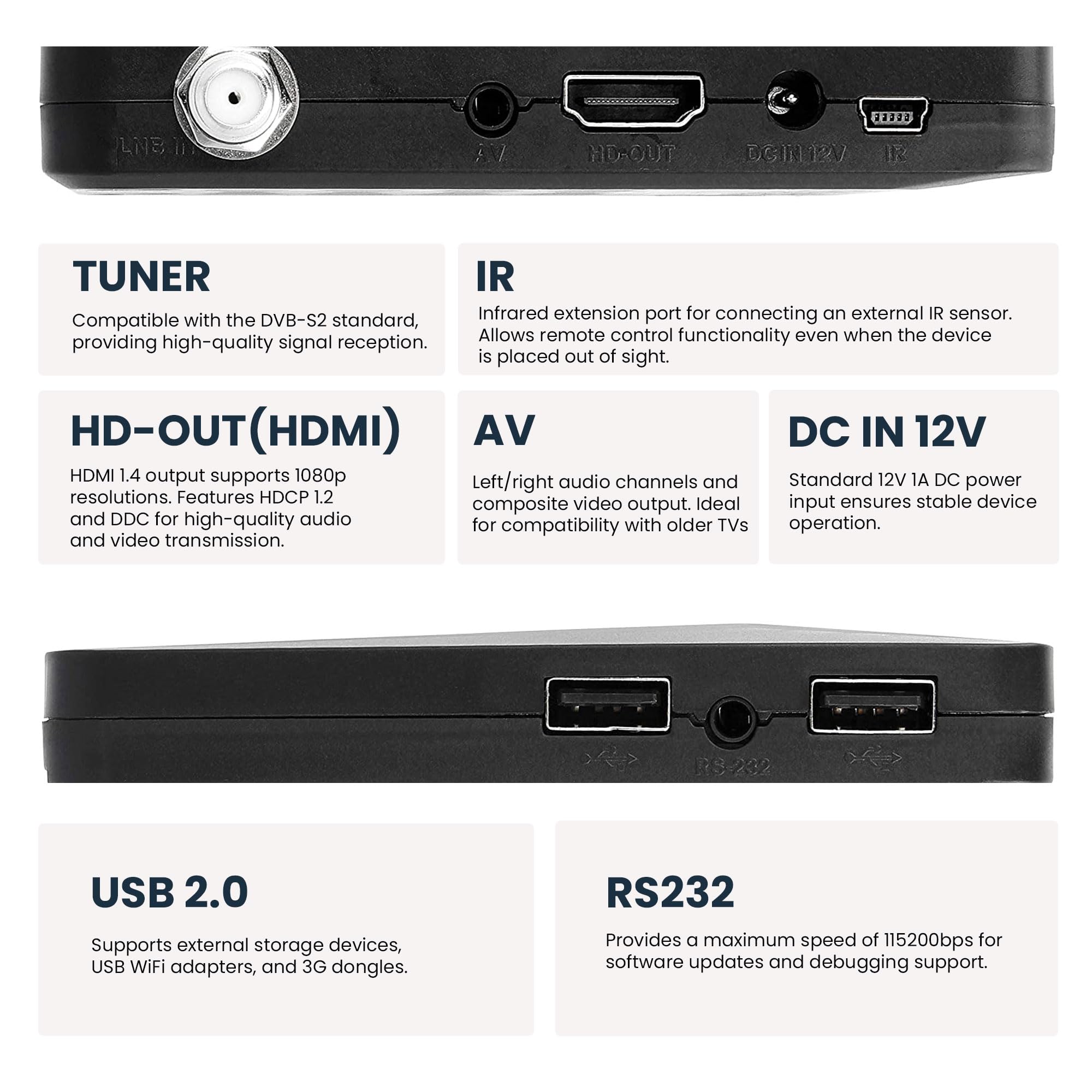 HD-line 26100 Mini Récepteur Satellite DVB-S2 /ARD & ZDF SD avec arrêt Automatique/Récepteur numérique Full HD 1080p (HDTV, USB)