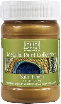 6 oz Modern Masters ME289 Brass Metallic Paint Collection, Satin Water-Based Decorative Metallic Paint