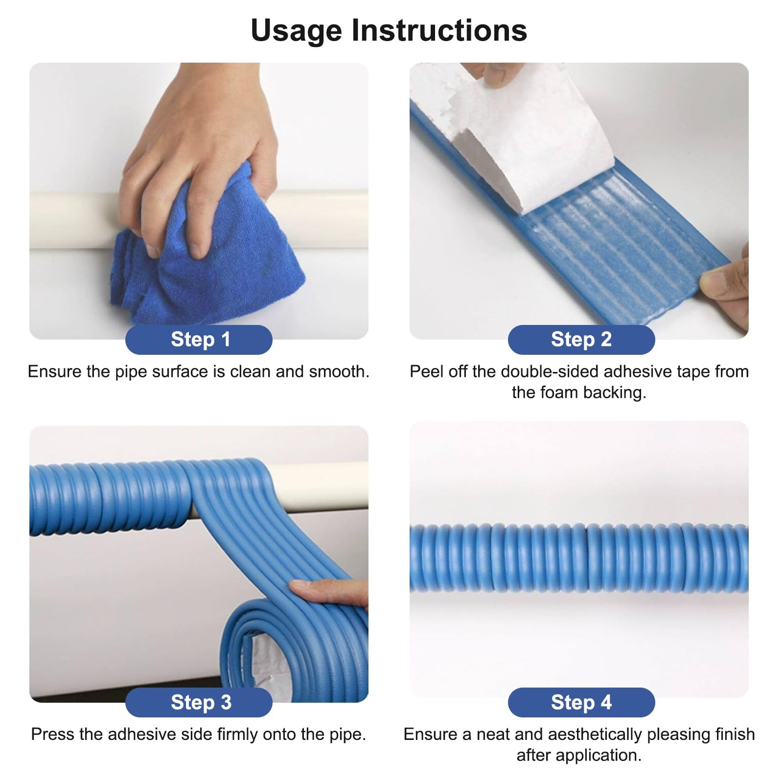 Rohrisolierung Außenbereich, Hohe Dichte Heizungsrohr Mit Selbstkleber Lärmreduzierung, Hält Sicher, Mit Stark Haftender Rückseite, Rohrisolierung/-abdeckung/-verkleidung(Blue,3pcs)