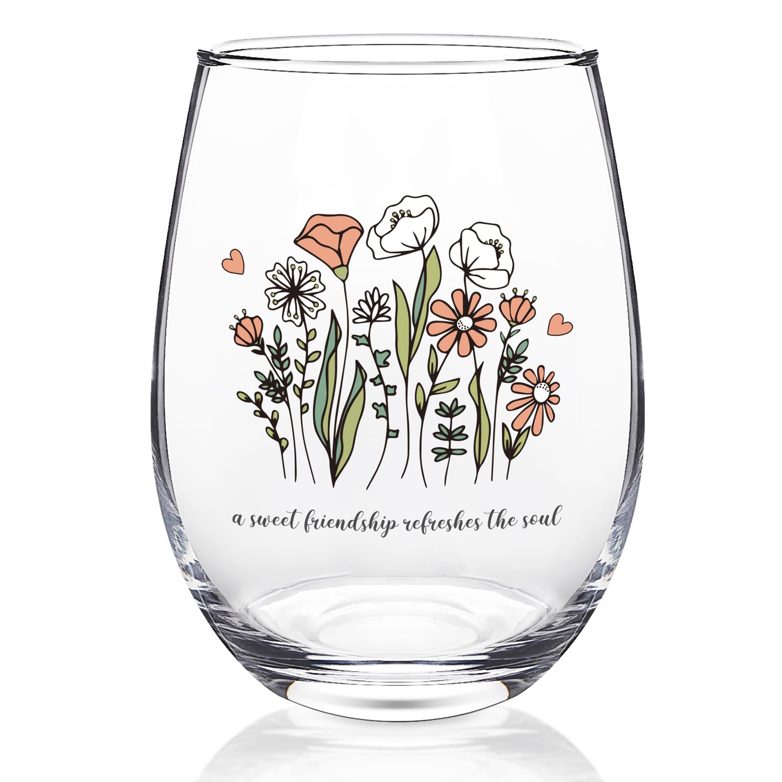 Futtumy Inspirational Floral Wine Glass, Christian Gifts for Women Friendship Best Friend Bestie Sisters Mom Grandma, Religious Faith Based Gifts for