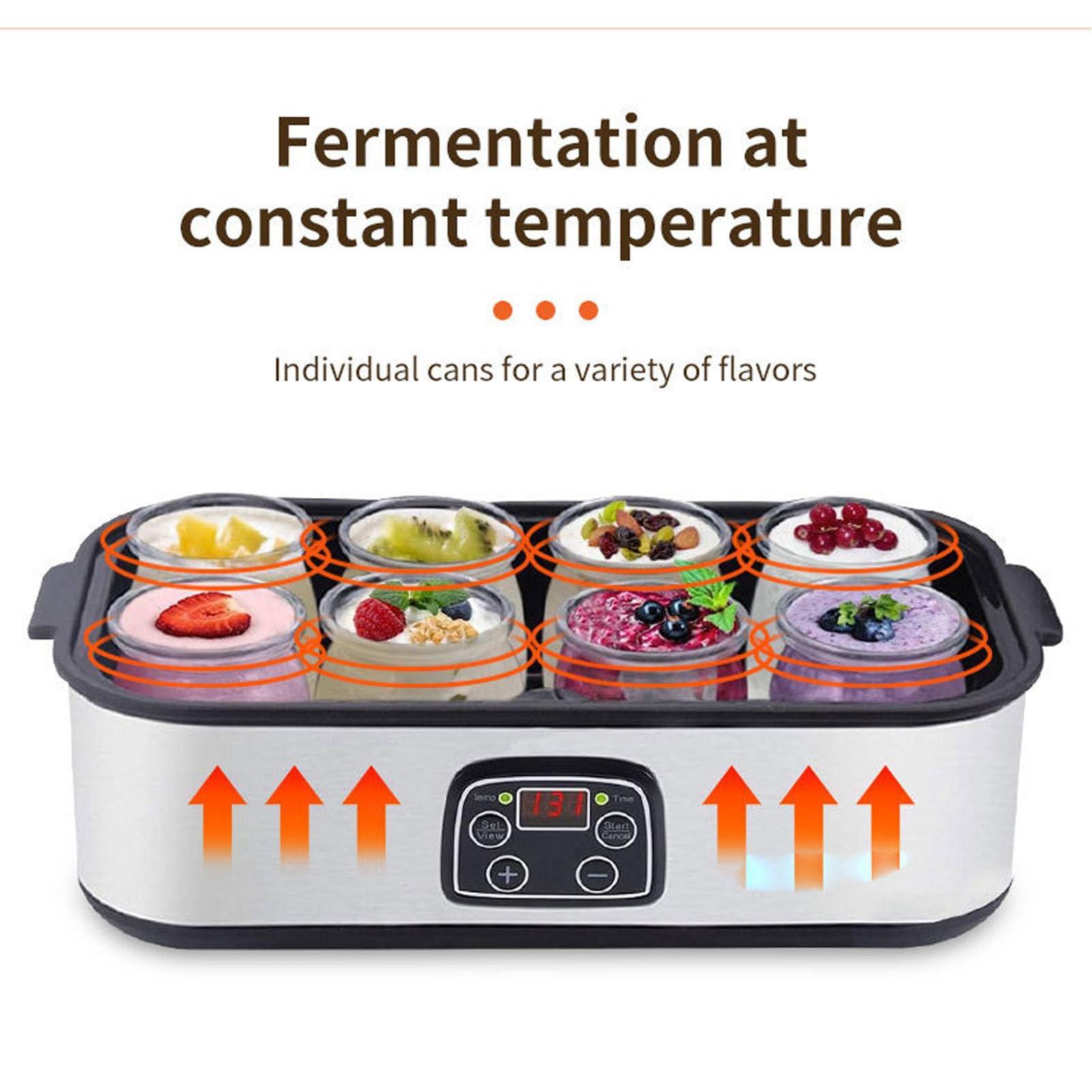 banapoy Fabricante Automático de Yogurt, 8 Tazas de Fabricante de Yogurt Griego Digital con Temperatura Automática y Control de Tiempo, Vino de Fruta para el Hogar Probiótico (EU)