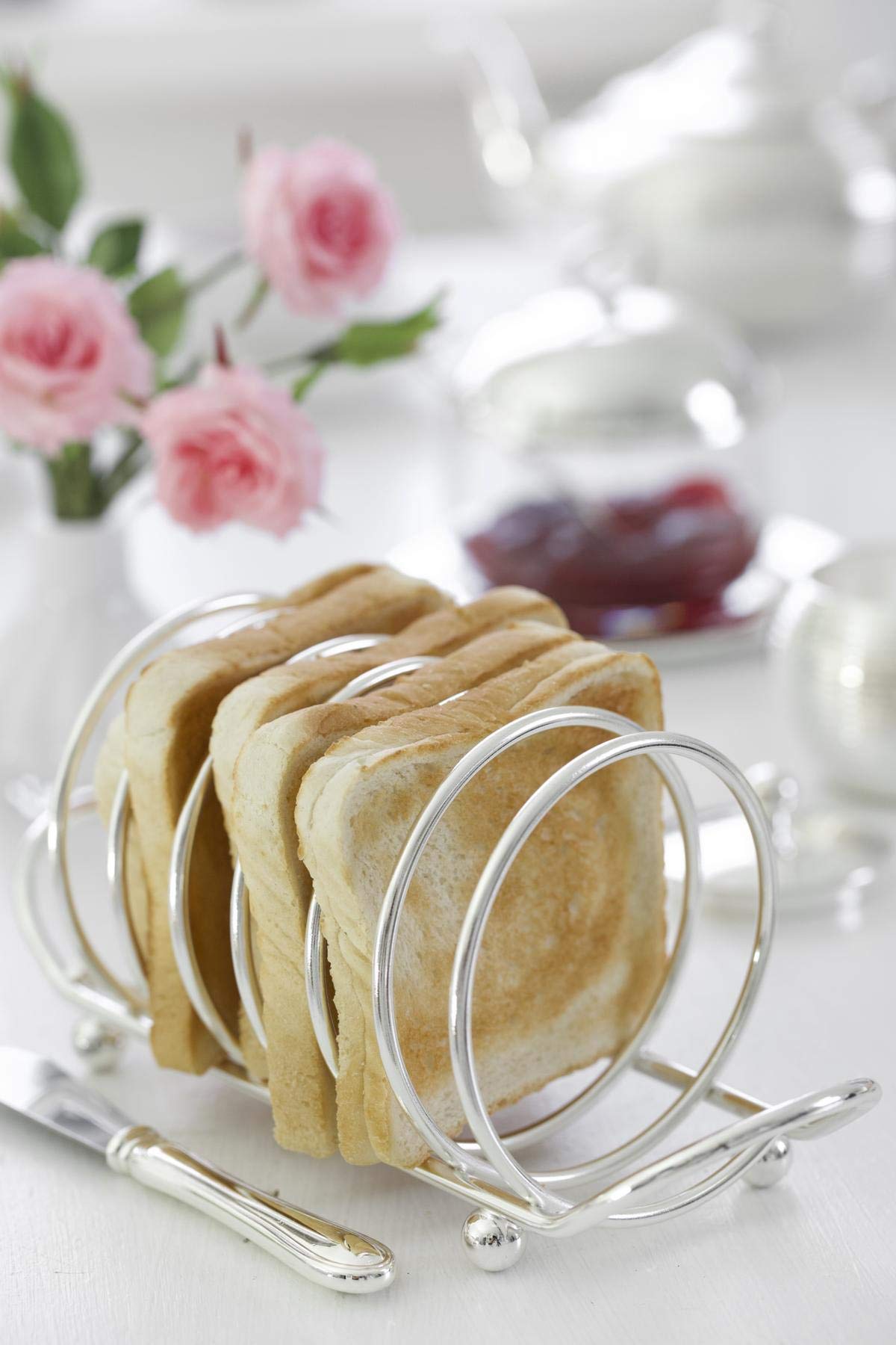 EDZARD Toastständer String (L 22 cm) in silber - Halter, Ständer für 6 Toast & Brot Scheiben - Brot lagern, Toasthalter, Toastständer, Halterung für den Tisch - als Geschenke für den Schwager