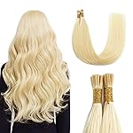 Sunya I Tip Hair Extensions Human Hair Bleach Blonde 50 Grams 50 Strands/Package Pre Bonded Hair Extensions Human Hair Fusion 20 inches Remy Straight Real Human Hair Extensions 613 Bleach Blonde