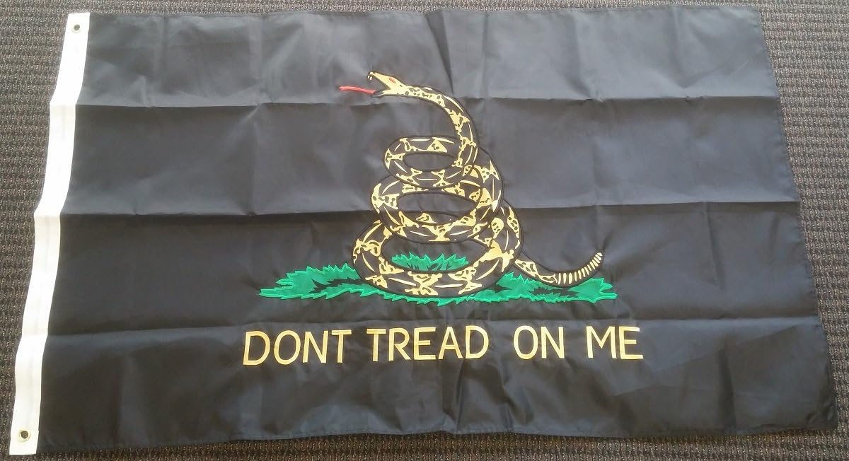 Black Gadsden Flag Don't Tread on Me Double Sided Embroidered Nylon 3 x 5 Foot