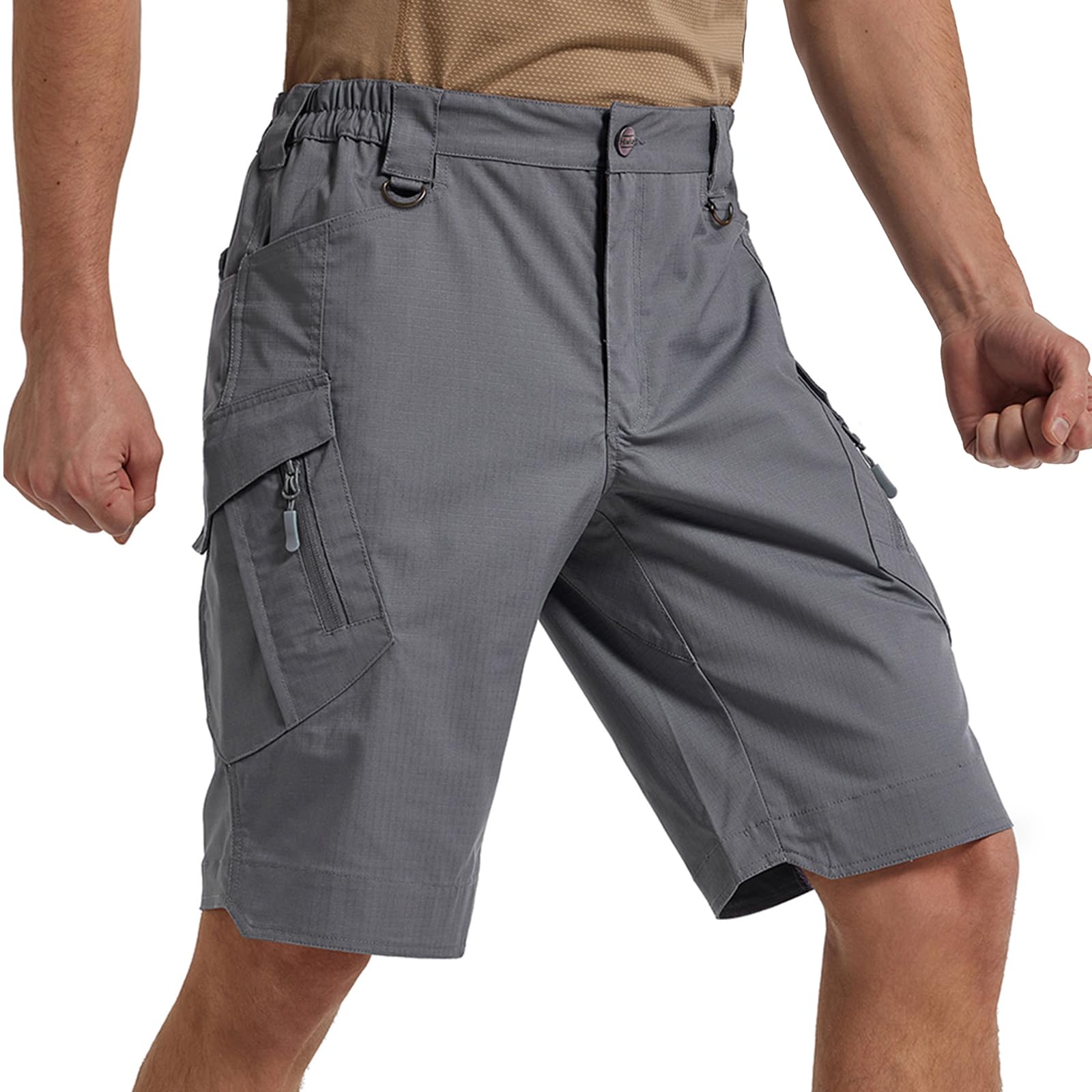 Hiwise Men's Stretch Cargo Shorts Lightweight Water Resistant Hiking Shorts Tactical Work Shorts with Multi Pockets