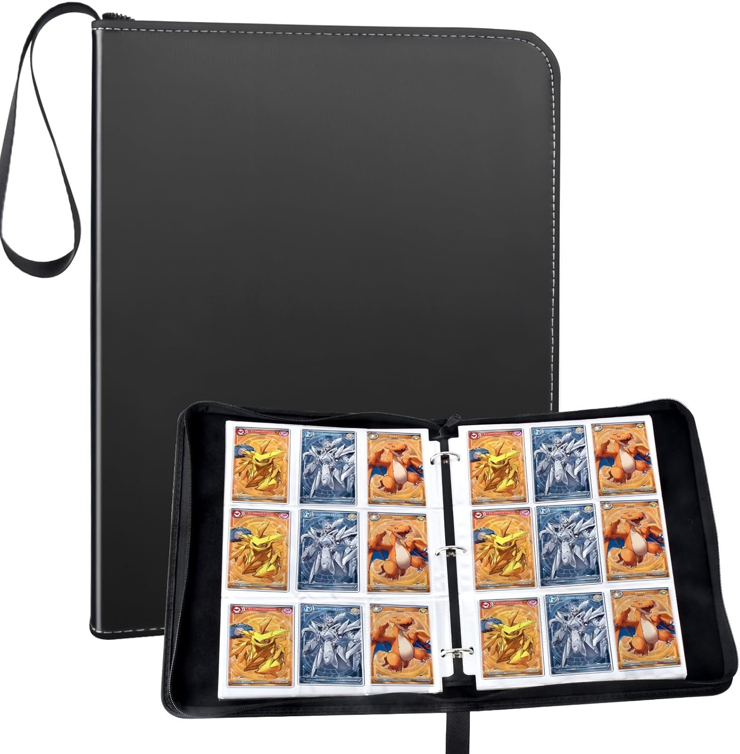 9 Pocket Zip Trading Card Binder 40 Pages, Holds 720 Card Collection Binder, Card Folder, Collector Album for Games, MTG, Sports & TCG Collections (Black)