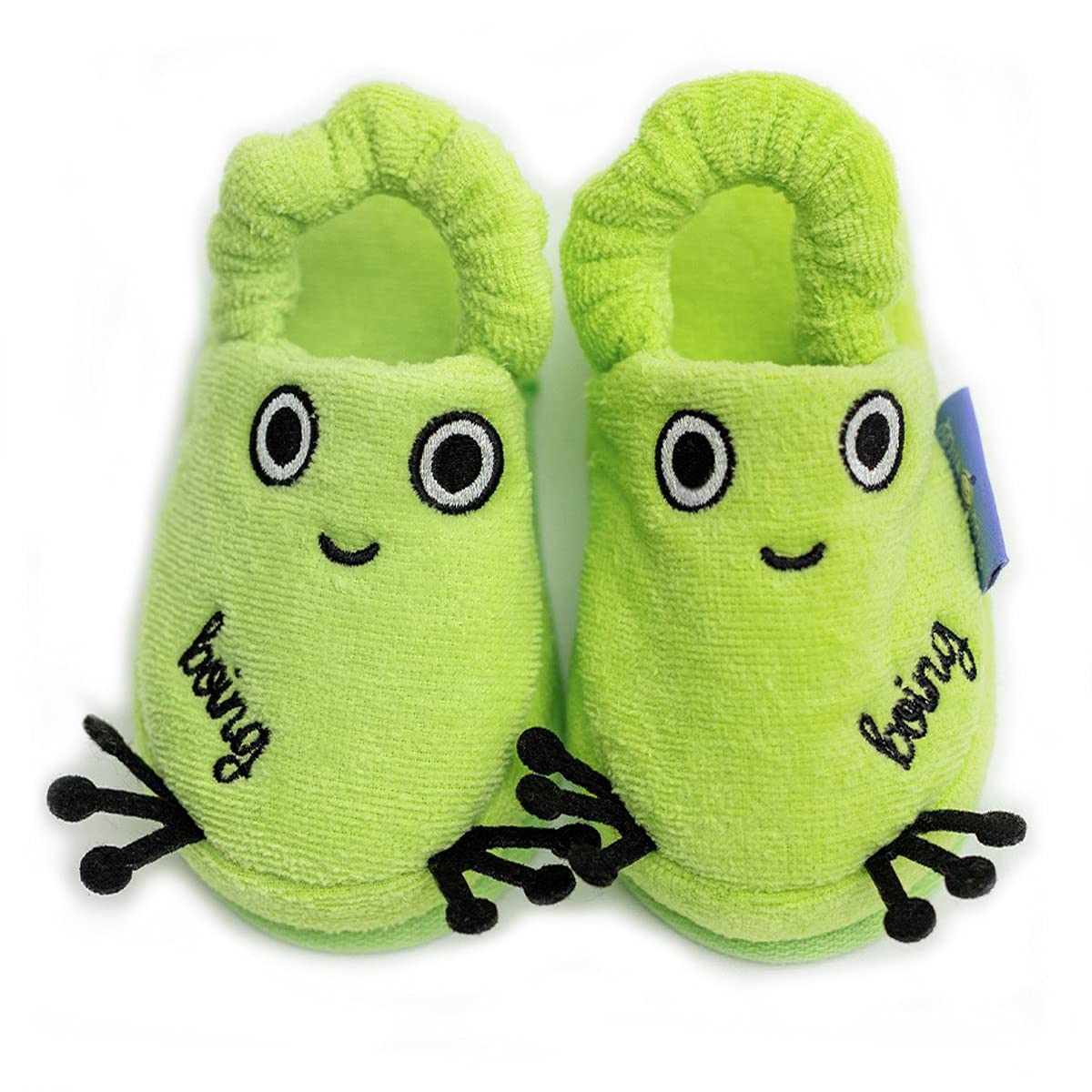 Milk Moo Soft Cuddles Kids Slippers, Cotton, Bath House Sleepers For Kids, Non Slip Soft Sole, With Elastic Band, Breathable, Designed For Indoor Use, For Boys & Girls, 5-6 Years Old (Green)