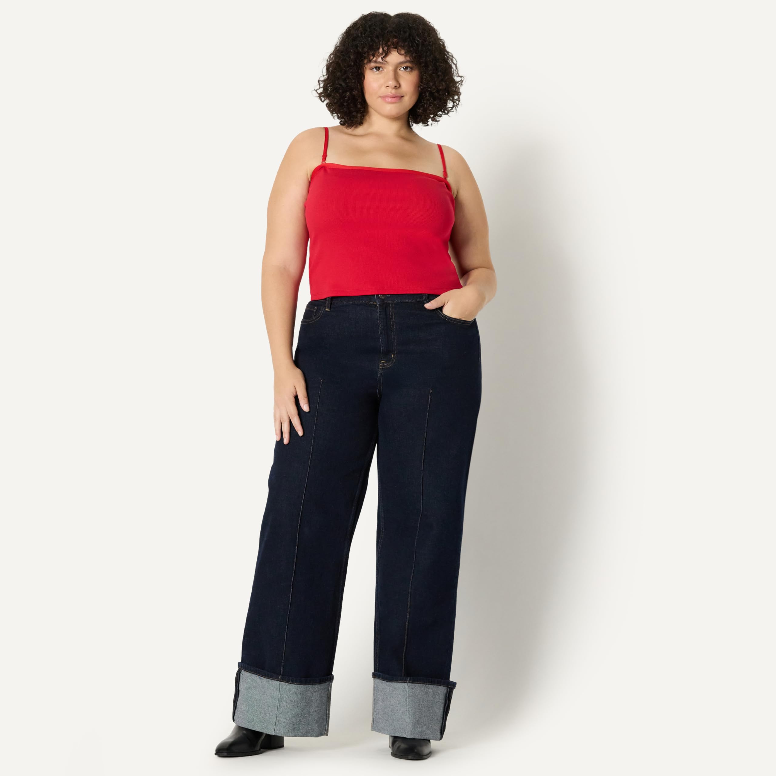 Amazon Essentials Ensemble Cardigan Côtelé à Coupe Ajustée et Caraco avec Bretelles Amovibles Femme