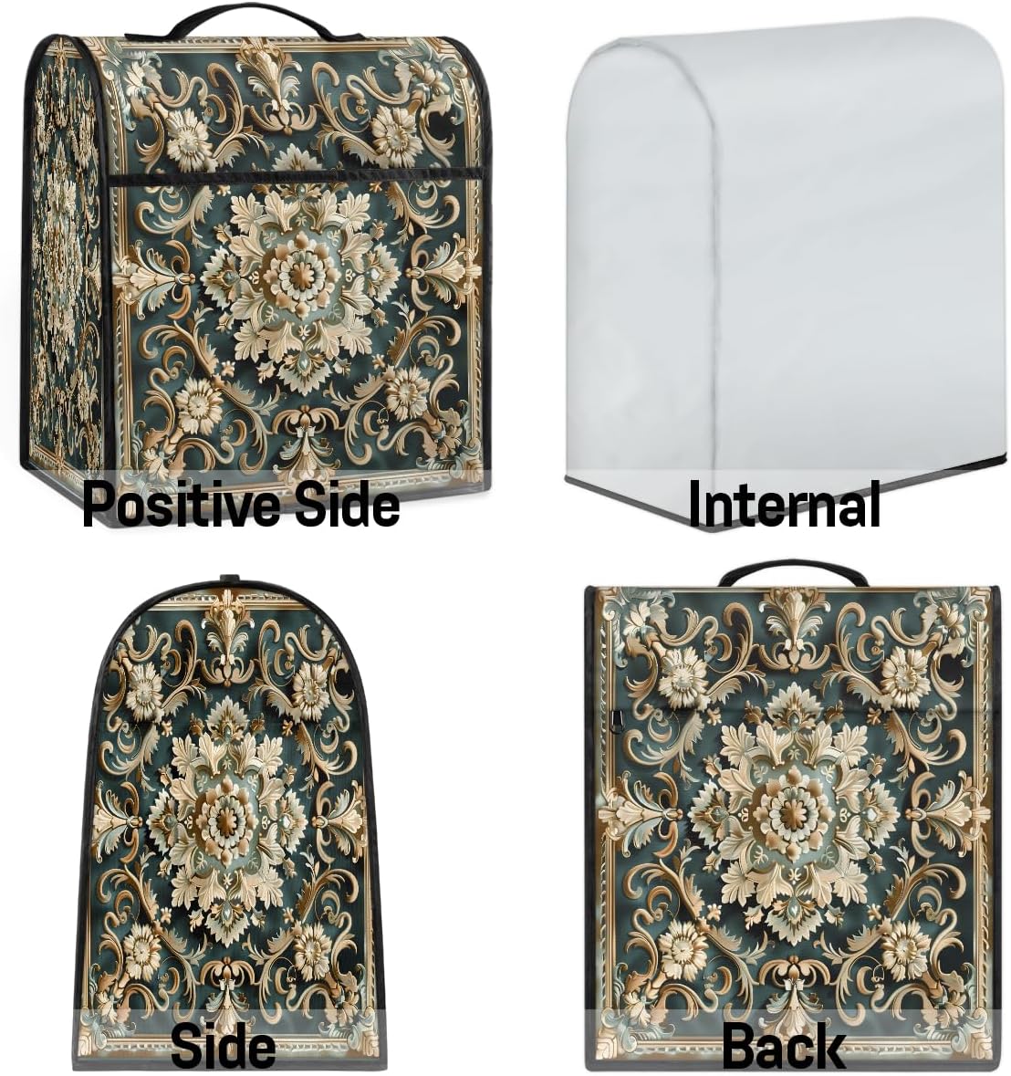 Carpet Flower Vintage Kitchen Aid Mixer Cover Compatible with 6-8 Quarts Stand Mixer Dust Cover with Zipper Pocket Kitchen Aid Mixer Accessories Kitchen Appliance Organizer Bag