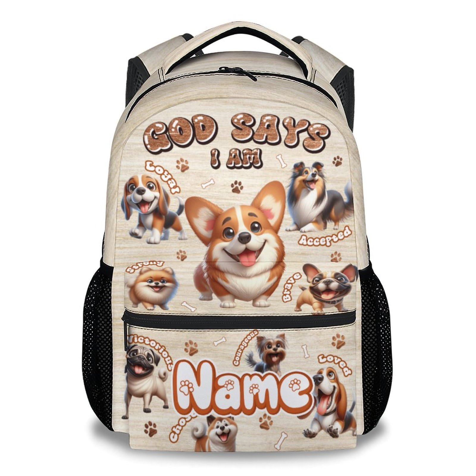 COOPASIA School Backpack for Kids- Dog Backpack for Dog Lovers - Personalized Boys Bookbag - Custom Back to School Gifts - 17 Inch Primary Girls