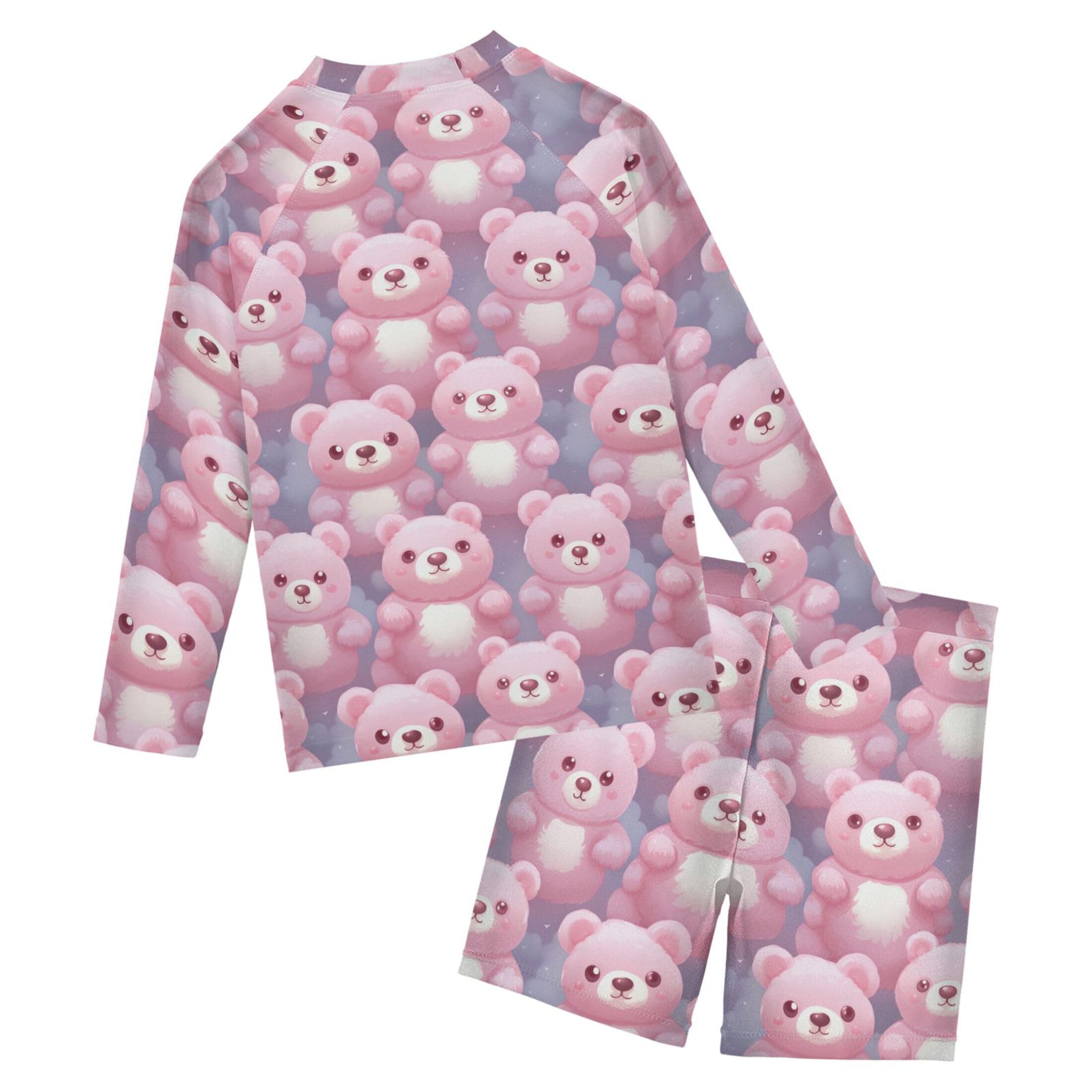 Bear Animal Cute Toddlers and Baby Boys' Swimsuit Trunk and Rashguard Set B0402747
