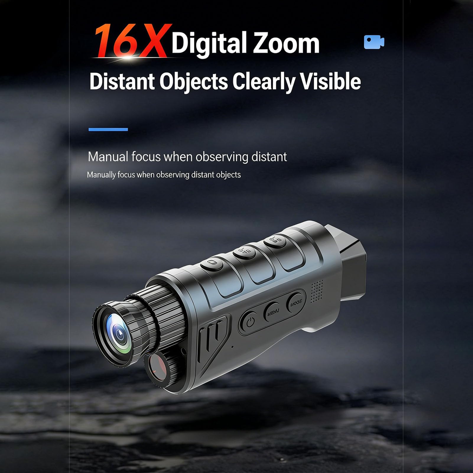 Dilwe Télescope Monoculaire Numérique 1080P, Portable Rechargeable, Zoom 16X pour la Photographie en Extérieur et Les Voyages