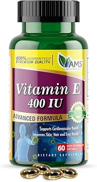 America Medic & Science Vitamin E 400 IU 60 Softgels Dietary Supplement That Supports Heart Health, Promotes Healthy Skin, Hair, Eyes and Immune System | Dl-Alpha Tocopheryl Acetate Gel Capsules