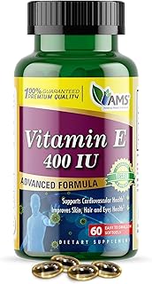 America Medic & Science Vitamin E 400 IU (60 Softgels) Dietary Supplement That Supports Heart Health, Promotes Healthy Skin, Hair, Eyes and Immune System | Dl-Alpha Tocopheryl Acetate Gel Capsules