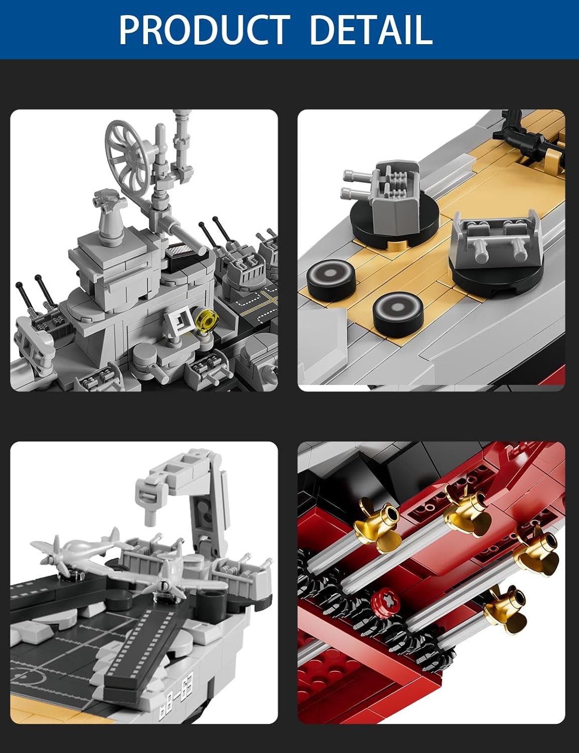 SEMKY Military Series USS Missouri BB-63 MOC Building Blocks and Engineering Toy（2228 Pieces）,WW2 Warship for Kid and Military Fan