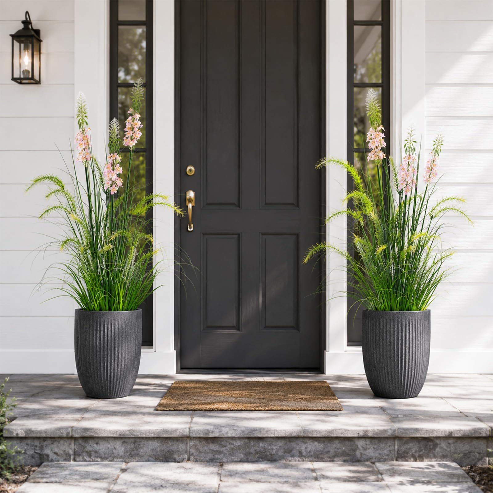 Plante Artificielle de 90cm avec Trois Fleurs Plantes Artificielles Interieur Fausse Plante Exterieur pour Decoration Salon Deco Maison Jardin Bureau Mariage Cadeau de Crémaillère (Lot de 2)