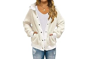 2024 Women's Winter Long Sleeve Button Sherpa Jacket Coat with Pockets