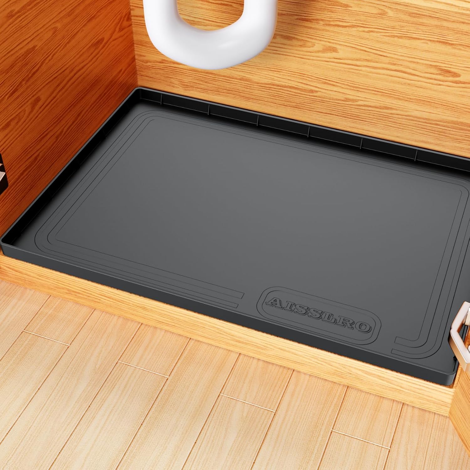 Aisslro Under Sink Mat, 28" x 19" Waterproof Kitchen Bathroom Liner, Fit 30