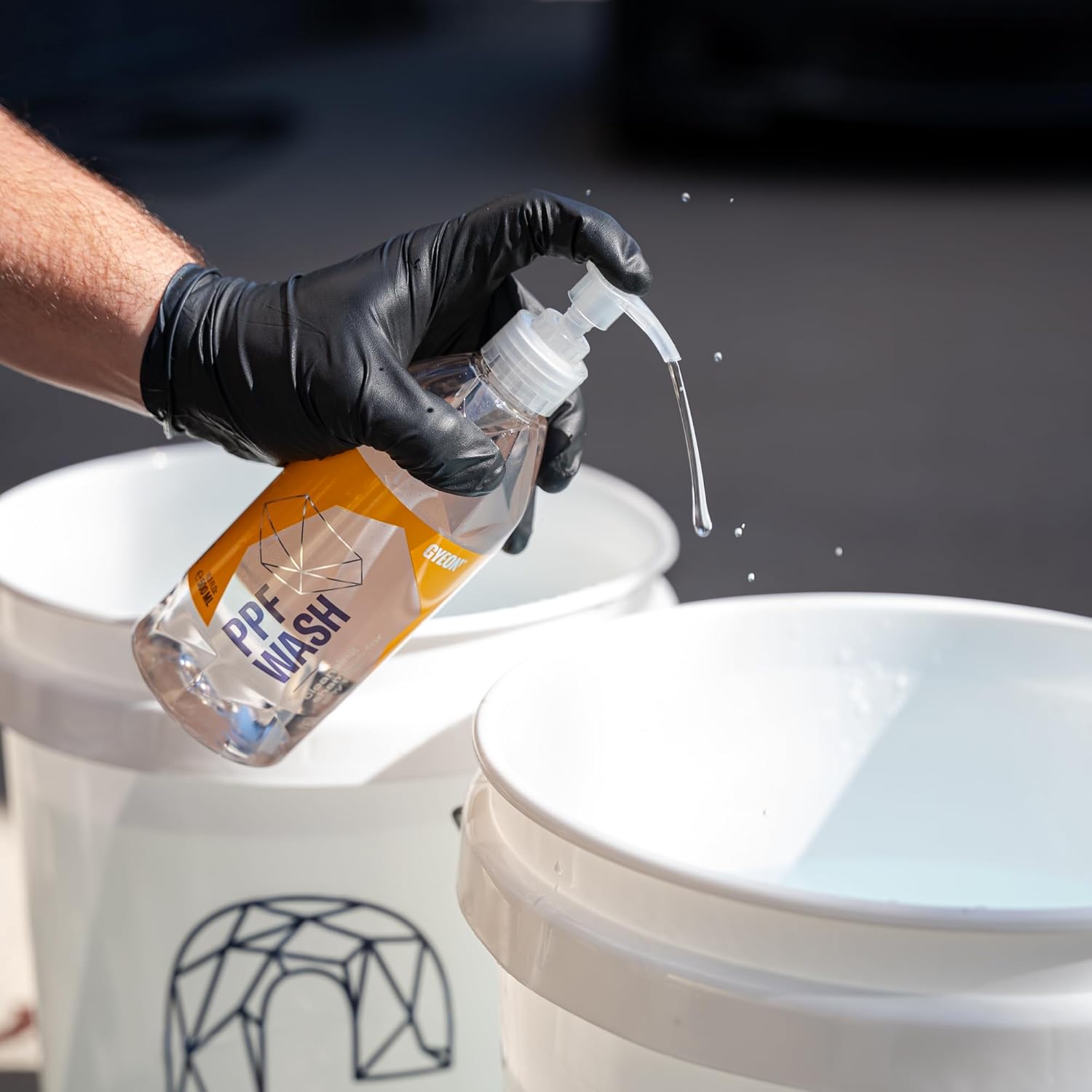 Gyeon PPF Wash paint protection film cleaner decontamination shampoo iron remover foaming safe on coated surfaces high‑suds slick wash routine road grime removal restores optical clarity