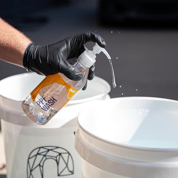Gyeon PPF Wash Paint Protection Film Cleaner Decontamination Shampoo Iron Remover Foaming Safe on Coated Surfaces HighSuds Slick Routine Road Grime Removal Restores Optical Clarity
