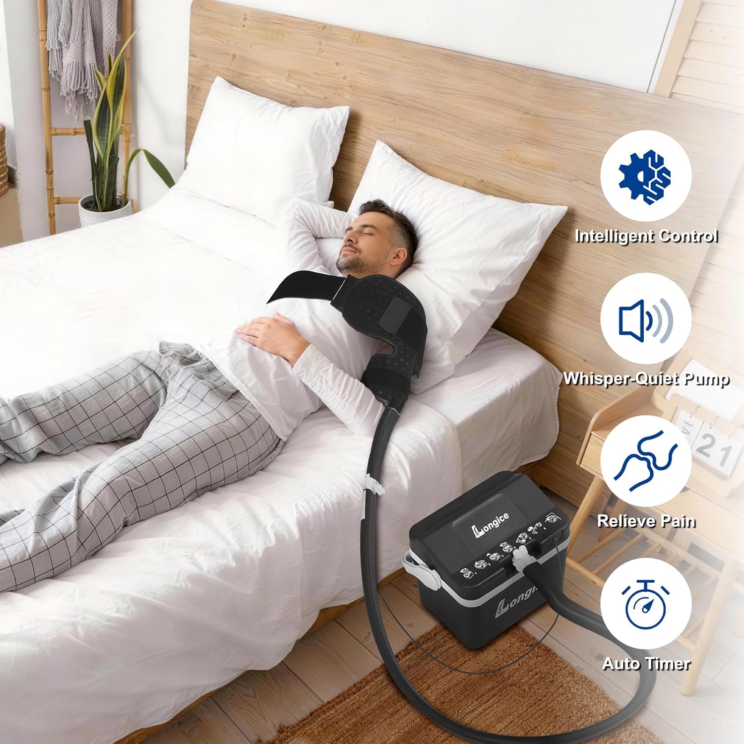 Longice Ice Therapy Machine for Shoulder,Cold Therapy Unit with Programmable Timer,Cold Therapy System with Shoulder Ice Pack,Ice Therapy Machine for Shoulder After Surgery (Black)