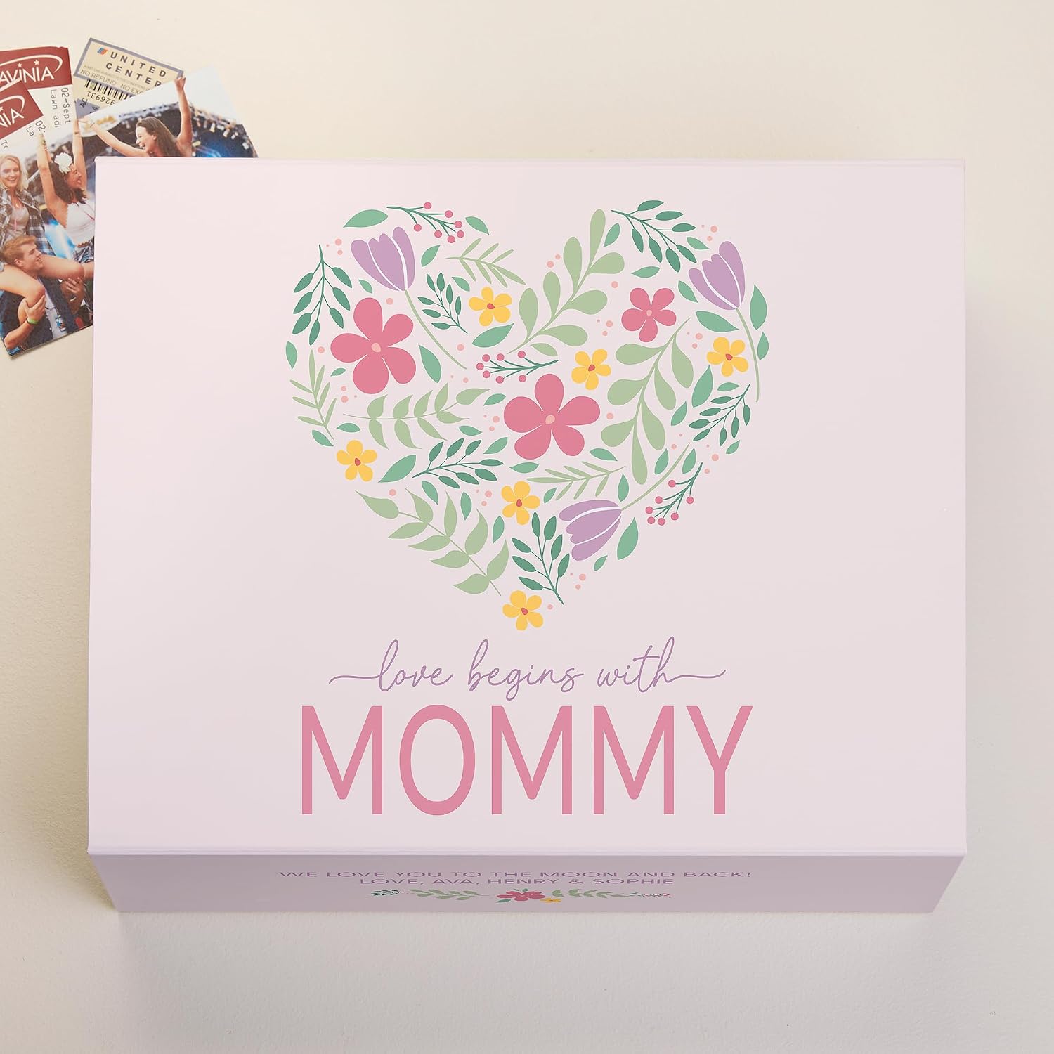 Personalization Universe Love Begins with Mom Personalized Keepsake Memory Box-12x15