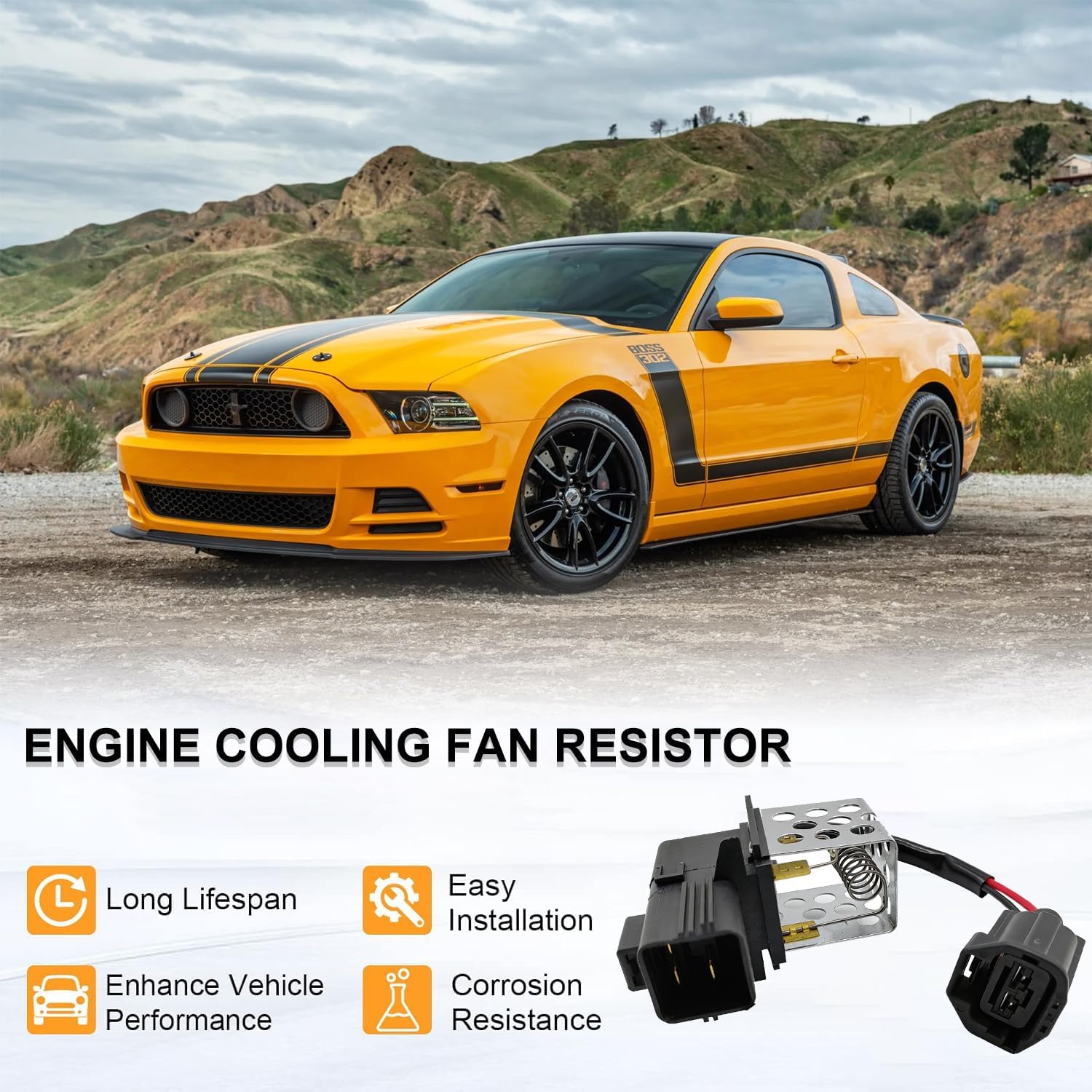 Engine Cooling Fan Motor Resistor Relay Compatible With Ford Mustang GT 2011 2012 2013 2014 Replaces # BR3Z-8L603-A, BR3Z8L603A