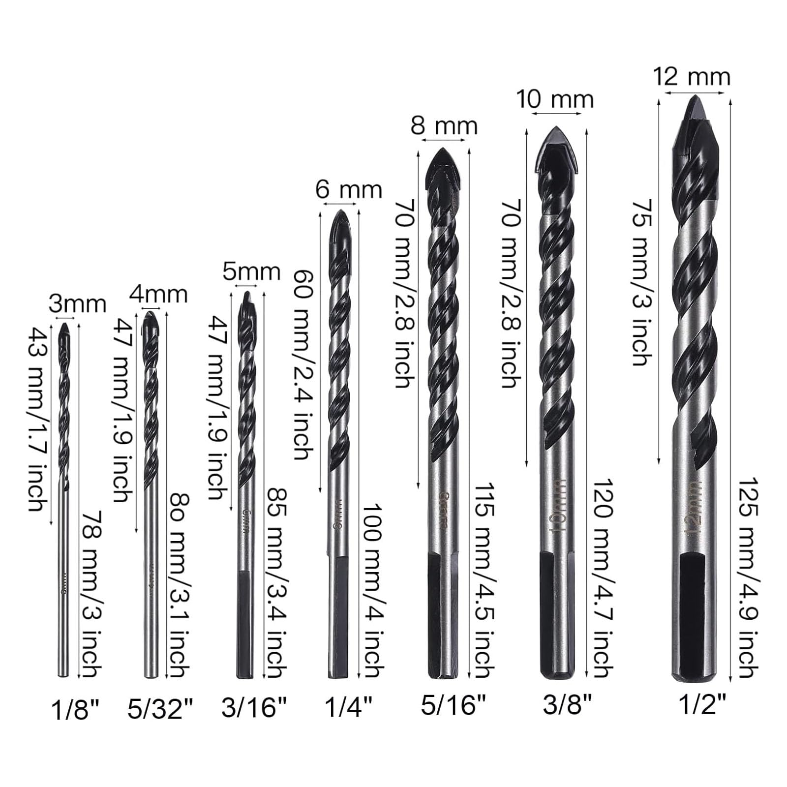 Tile Drill Glass Drill Set, 7-Piece Tile Drill Bit Set for Porcelain Ceramic, Tiles, Concrete, Brick Wall, Glass, Mirror - Image 2