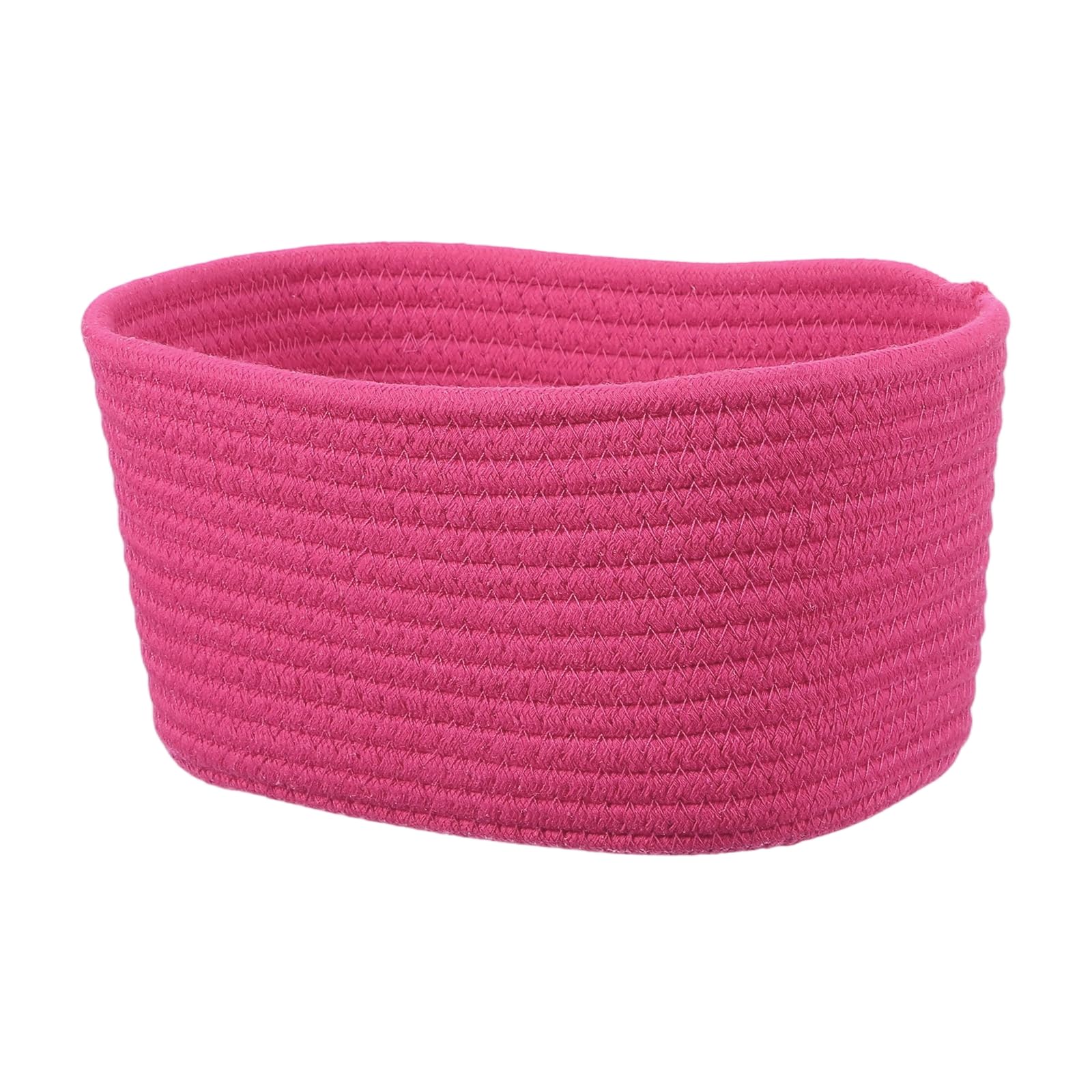sourcing map Small Woven Basket, 21x15x12 cm Rectangular Rope Basket Decorative Gift Chest Box Cute Mini Woven Storage for Organizing Shelf Storage Bedroom Home Decor, Rose Pink