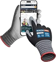 Vista 10 de KAYGO KG15P - Guantes de trabajo con revestimiento de poliuretano, nailon Lite, para la seguridad, revestimiento de poliuretano gris, muñeca de Azul