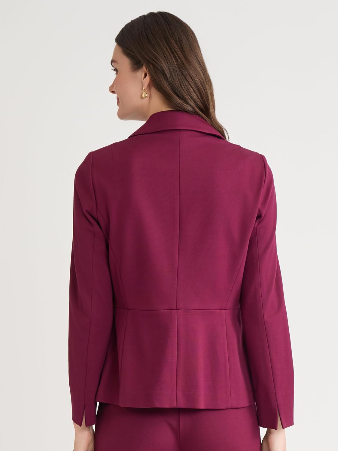 Kasper Womens One-Button Notch Collar Blazer with Seamed Waist – Compression Fit - Image 4