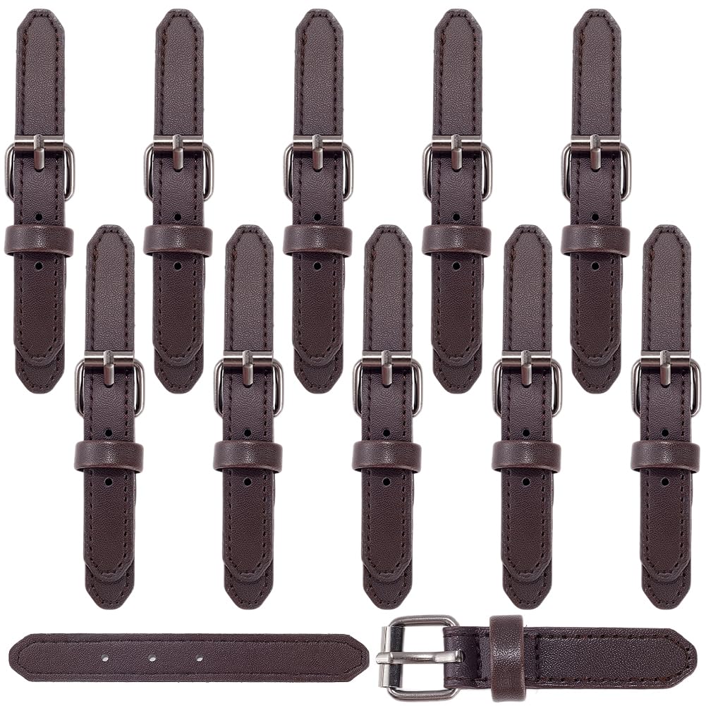 GORGECRAFT 10Pcs PU Leather Toggle Closure Snap Buckle Brown Vintage Sew on Clips Buttons Fasteners Clasp Replacement with Metal Alloy Clasp for DIY Craft Coat Jacket Cloak Handmade