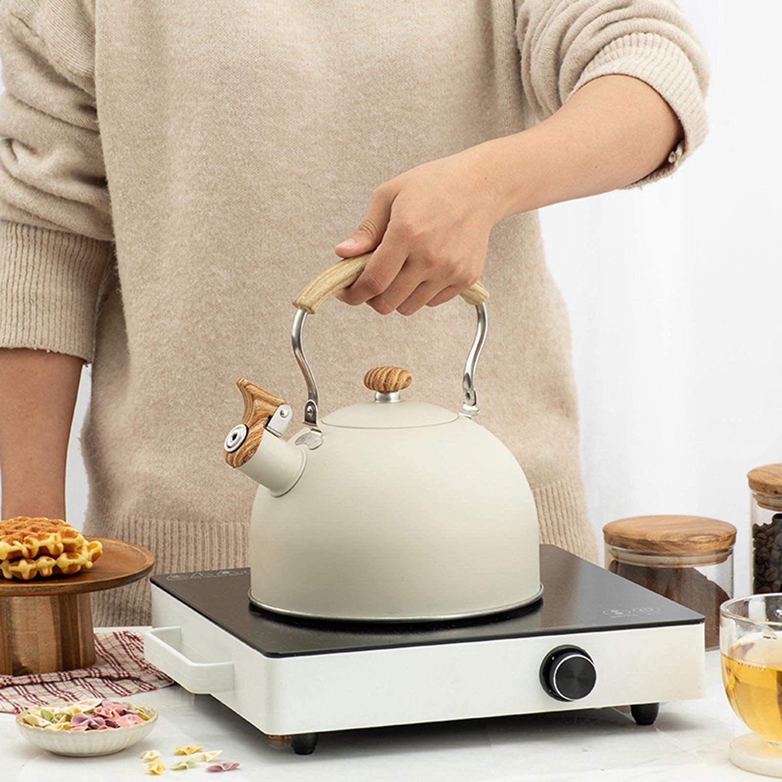 Czajnik z gwizdkiem ze stali nierdzewnej 2,5 l, do kuchenki domowej Kuchenka gazowa Elektryczna płyta indukcyjna Kuchnia, Czajnik do wędkowania na kempingu Dzbanek na herbatę klasy spożywczej