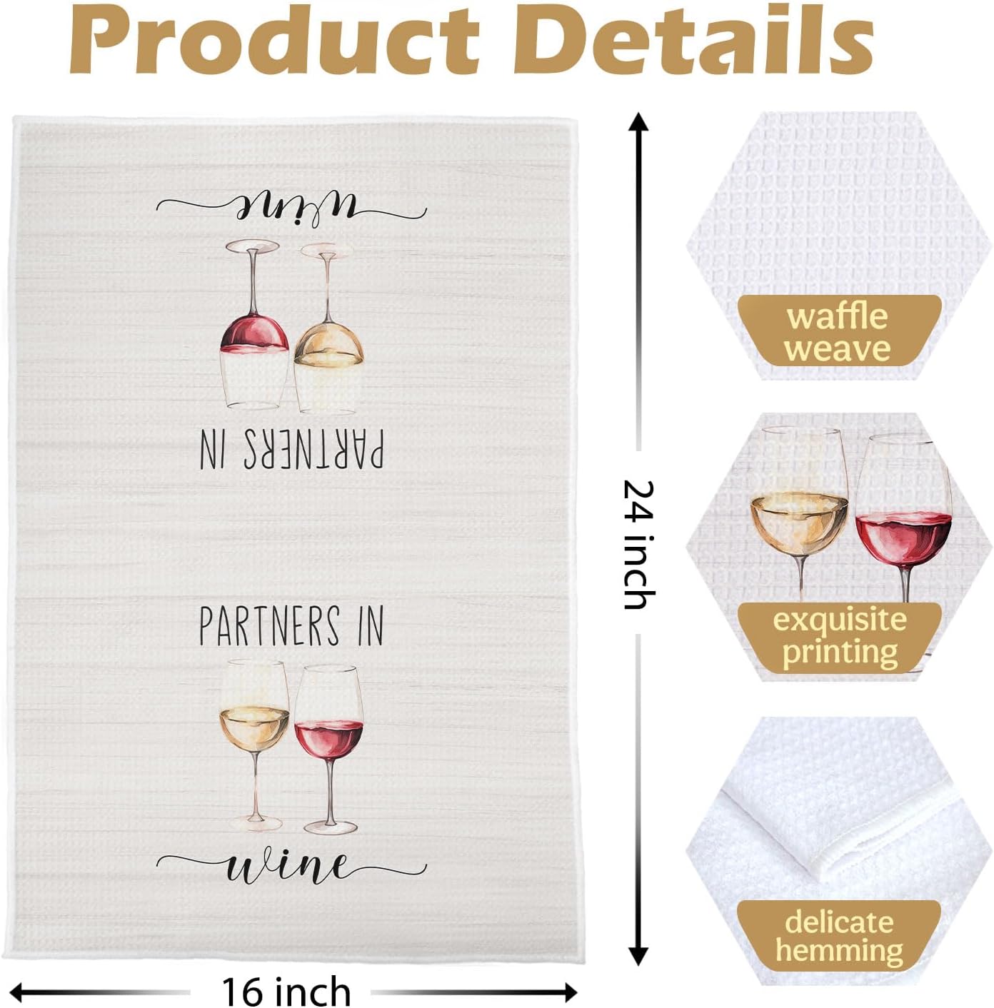 Funny Wine Kitchen Towel - Funny Wine Gifts Decorative Waffle Dish Towels, Hand Bar Towels for Kitchen, Bar Cart Tea Towel, 16x24 Inch Set of 2 - Image 5