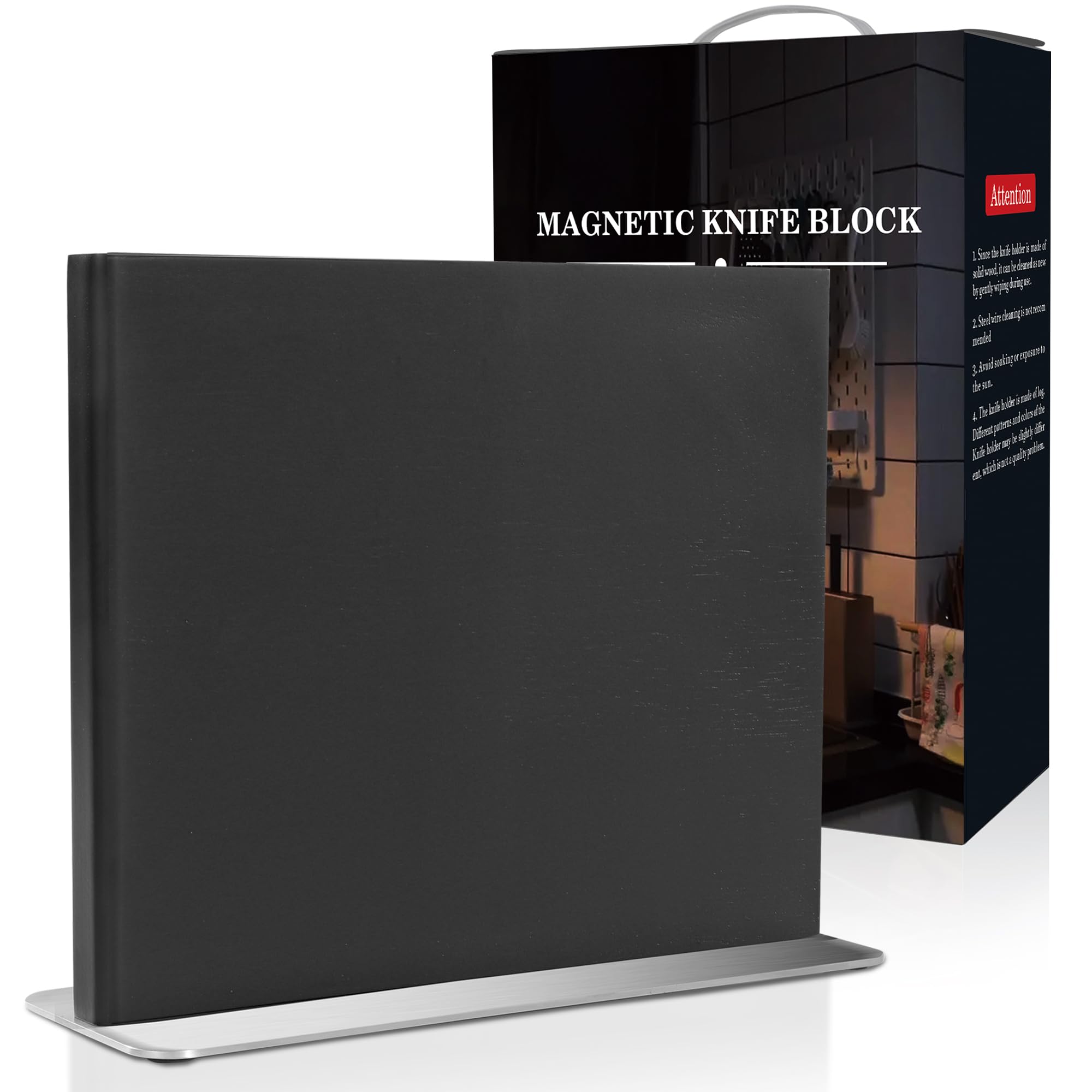 WILDMOK Supporto magnetico per coltelli, ceppo magnetico per coltelli a doppia faccia, in legno di frassino, supporto magnetico per riporre coltelli multiuso, 27,9 x 23,9 cm