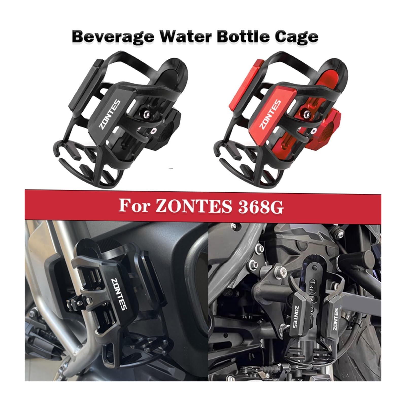 per ZONTES 368G G368 portabicchieri per Moto portaborraccia per Bevande Accessori per Supporto per Gabbia per Bottiglie d'Acqua(ZONTES Titanium)