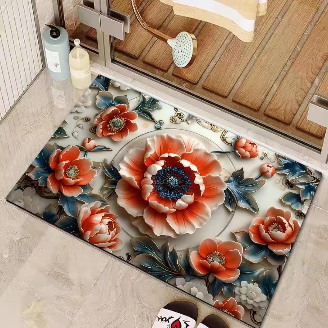 SKVM Water Absorbent mat for Bathroom Kitchen Floor Door Entrance Anti Slip Floor Foot Anti Skid Bathroom Shower mat (Design 19)
