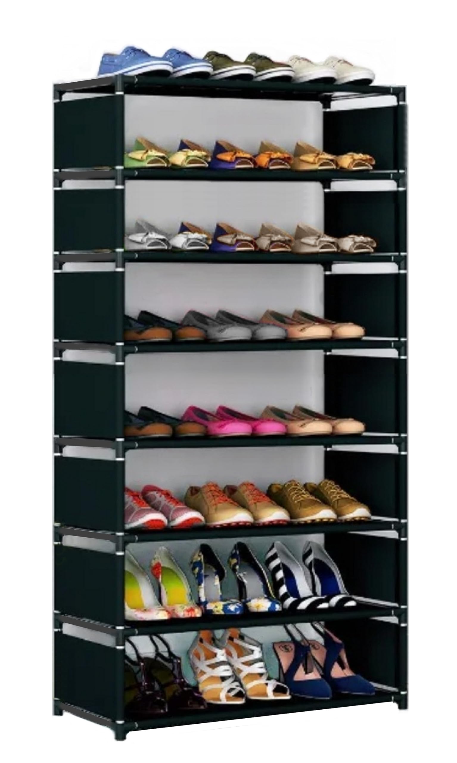 Smart Buy Home Utility Portable Space Saving 8 Layer Shoe Rack SIDE SHELF Organizer Stand BLACK-image-29