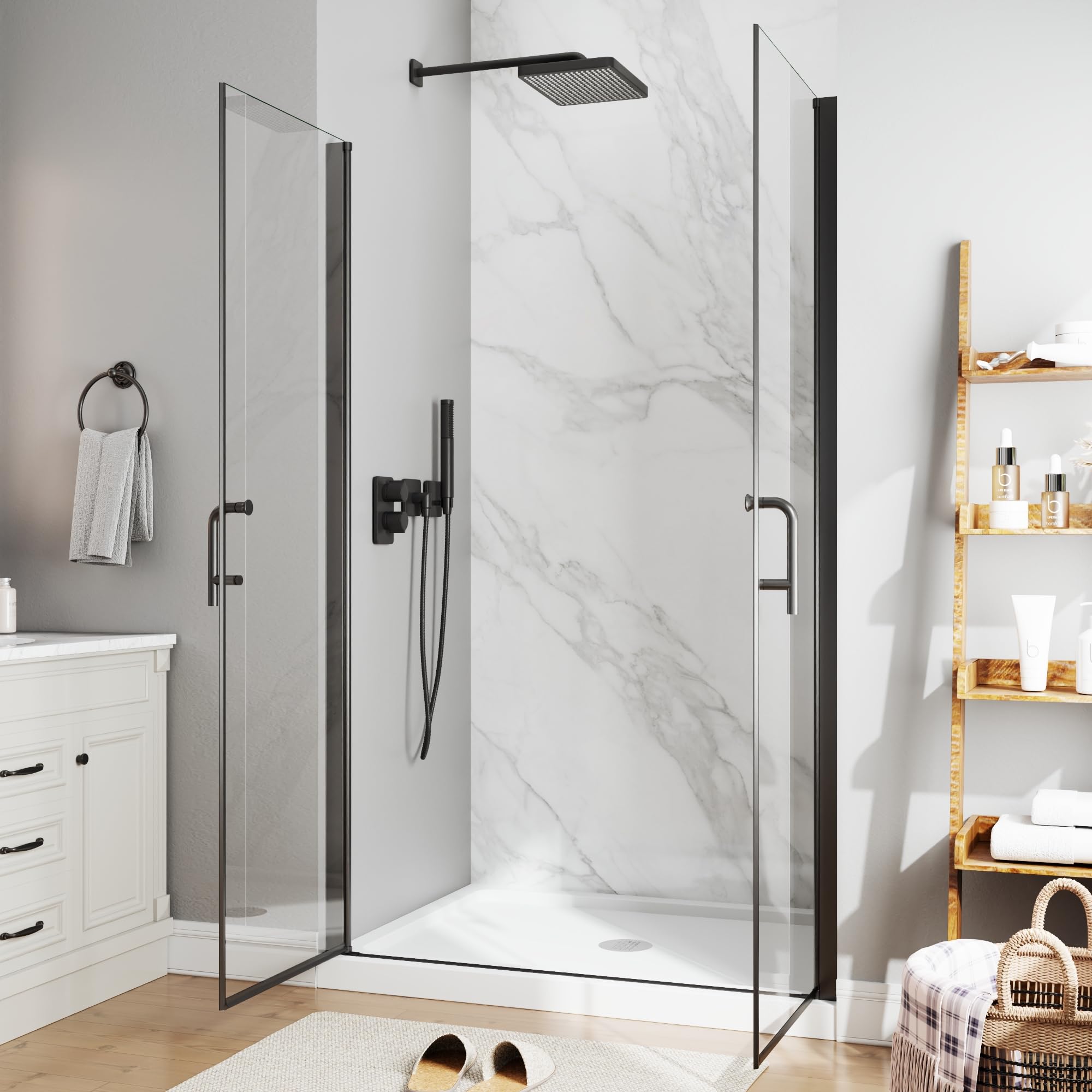 Photo 1 of ** FACTORY SEALED ** ComfyStyle 46-48" W x 72" H Frameless 180° Pivot Shower Door, Matte Black