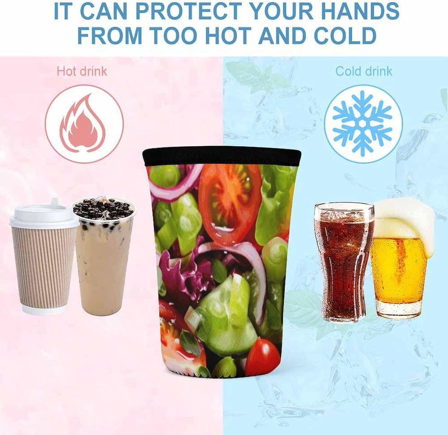 3 Pack Neoprene Cup Sleeves, Stretchy Reusable Drink Cup Cover Universal