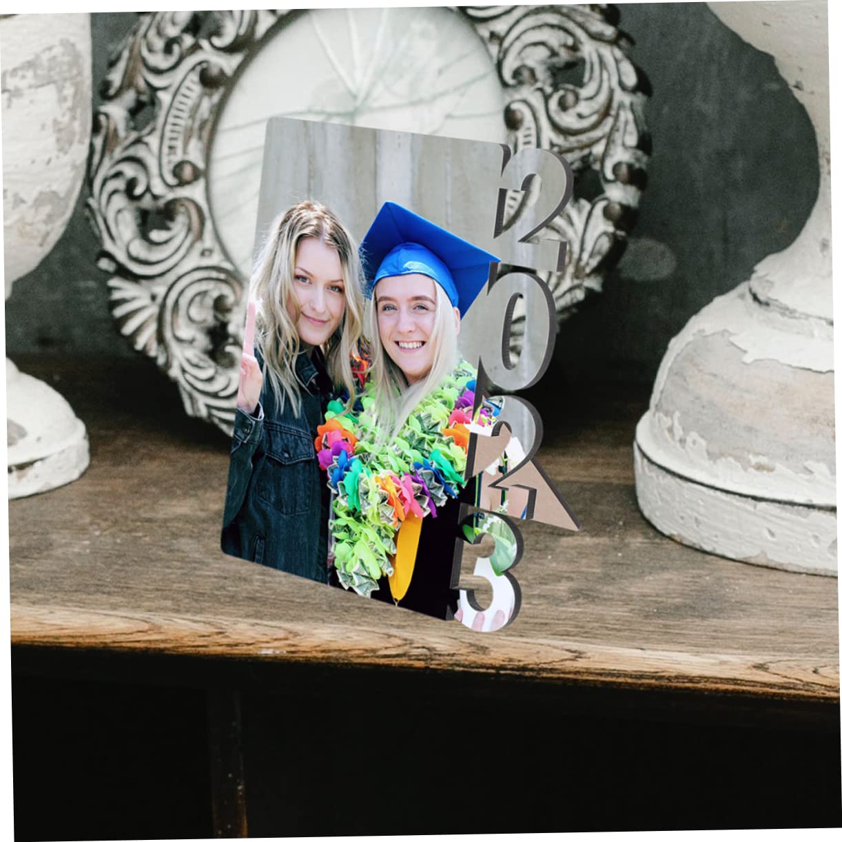MAGICLULU 5 Sätze Bilderrahmen Bürodeko Büro Dekoration Tischdekoration Photo Frame Bilderreahmen Doppelt Partyzubehör Tür Schule Grad Graduierung Tischverzierung Mdf Weiß 2 Stück * 5
