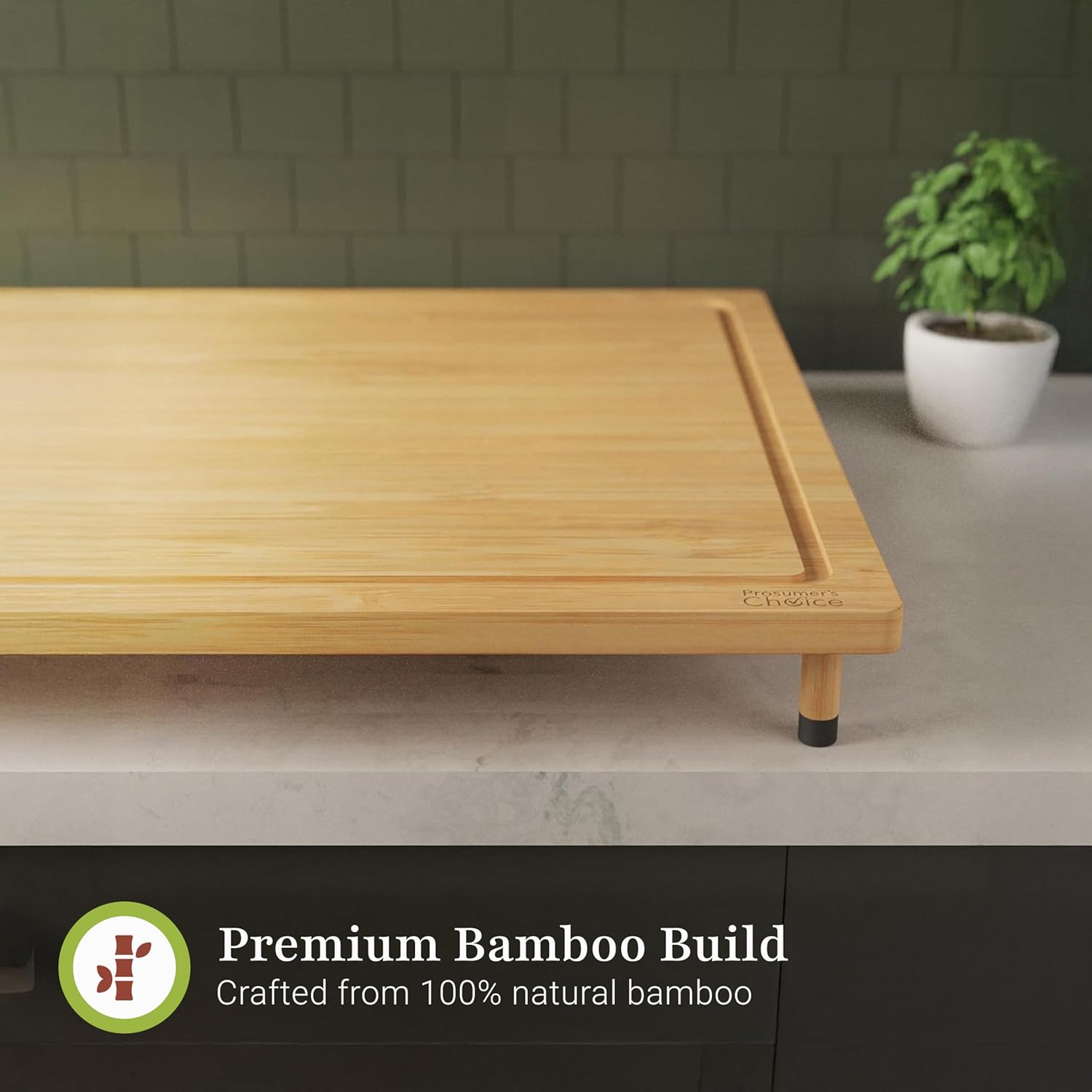 Prosumer's Choice Bamboo Stove Top Cover Board - Versatile Wooden Cutting Board for Kitchen with Adjustable Legs and Juice Grooves- Large Surface and Durable for Stoves, 27.2 x 21.4 x 3.1 Inches