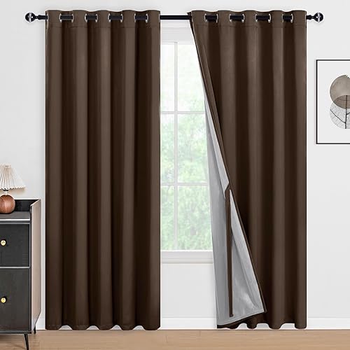 Miniatura 19 de DWCN Cortinas opacas 100% grises de 84 pulgadas de largo para dormitorio con forro negro, doble capa con aislamiento térmico, paneles de cortina