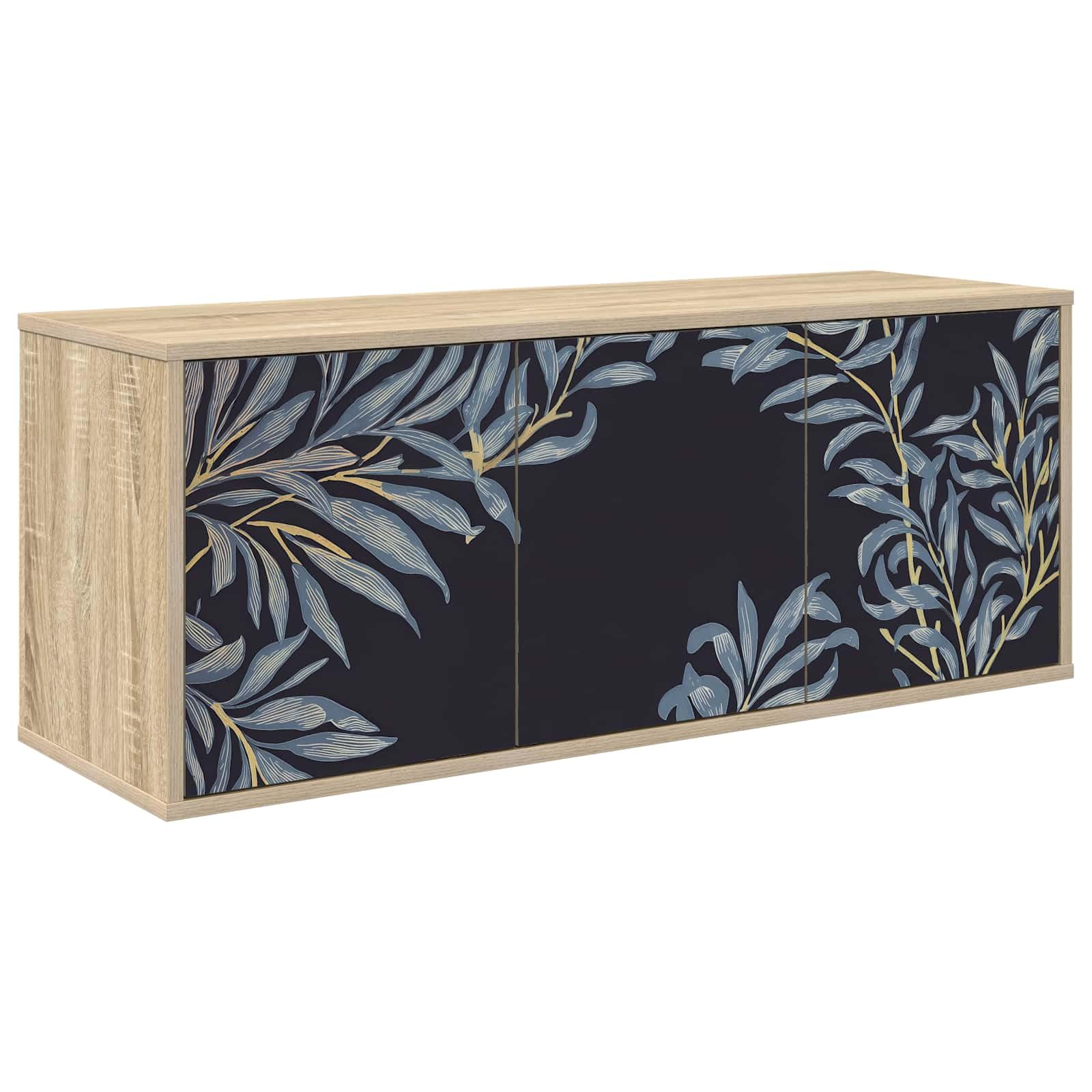 Fengshui Szafka TV montowana na ścianie 102 x 33 x 40 cm dąb Sonoma | Materiał drewnopochodny, unoszący się, dużo miejsca do przechowywania, dekoracyjny wzór, łatwy w pielęgnacji