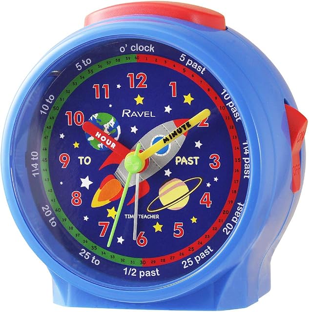 Ravel Children's Bedside Alarm Clock - Blue Rocket