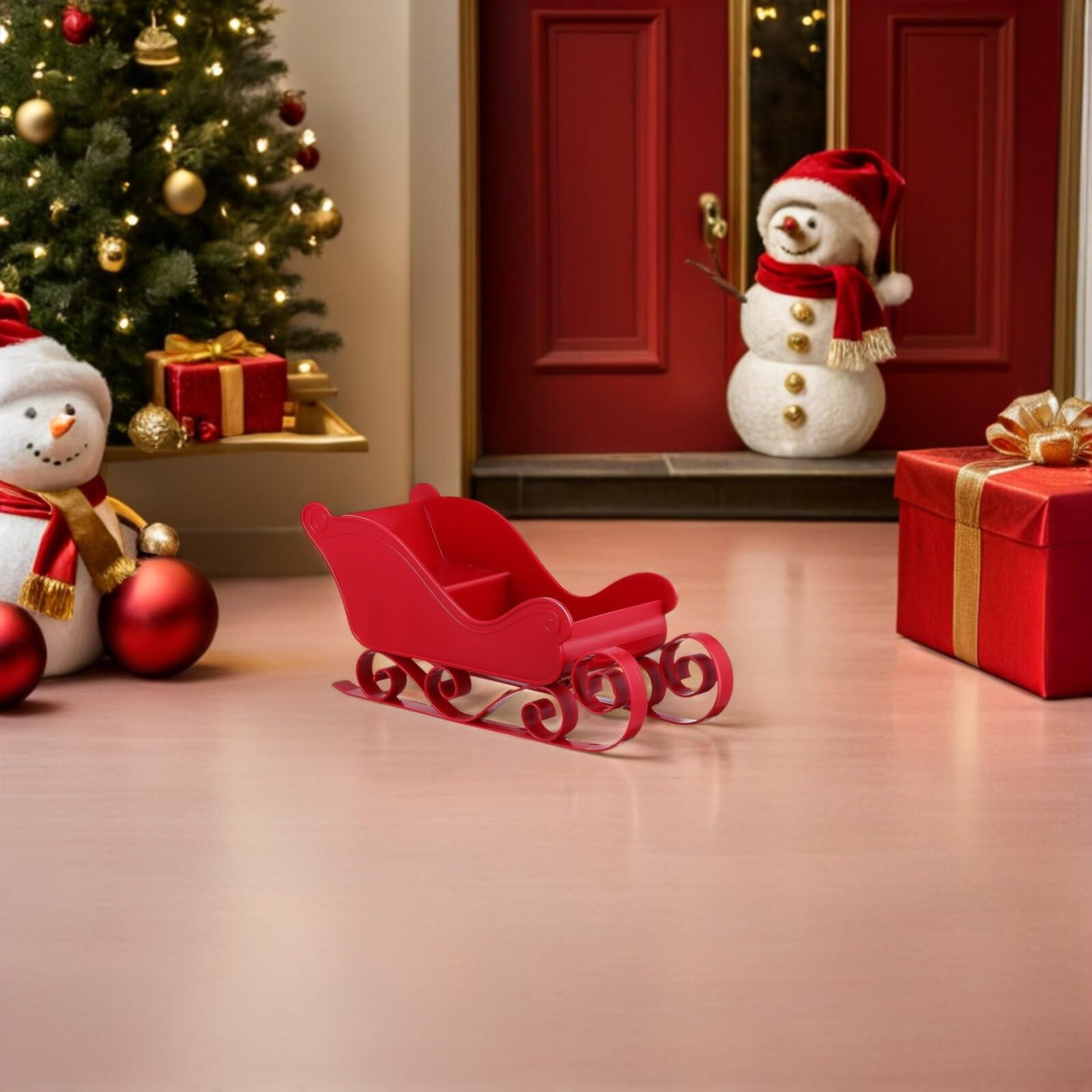 Homoyoyo 4stücke Kleiner Dekorativer Schlitten als Weihnachtsdeko Miniaturschlitten für Tischdekoration Süßigkeitenhalter und Weihnachtsbaumhänger für Familienfeiern und Partys