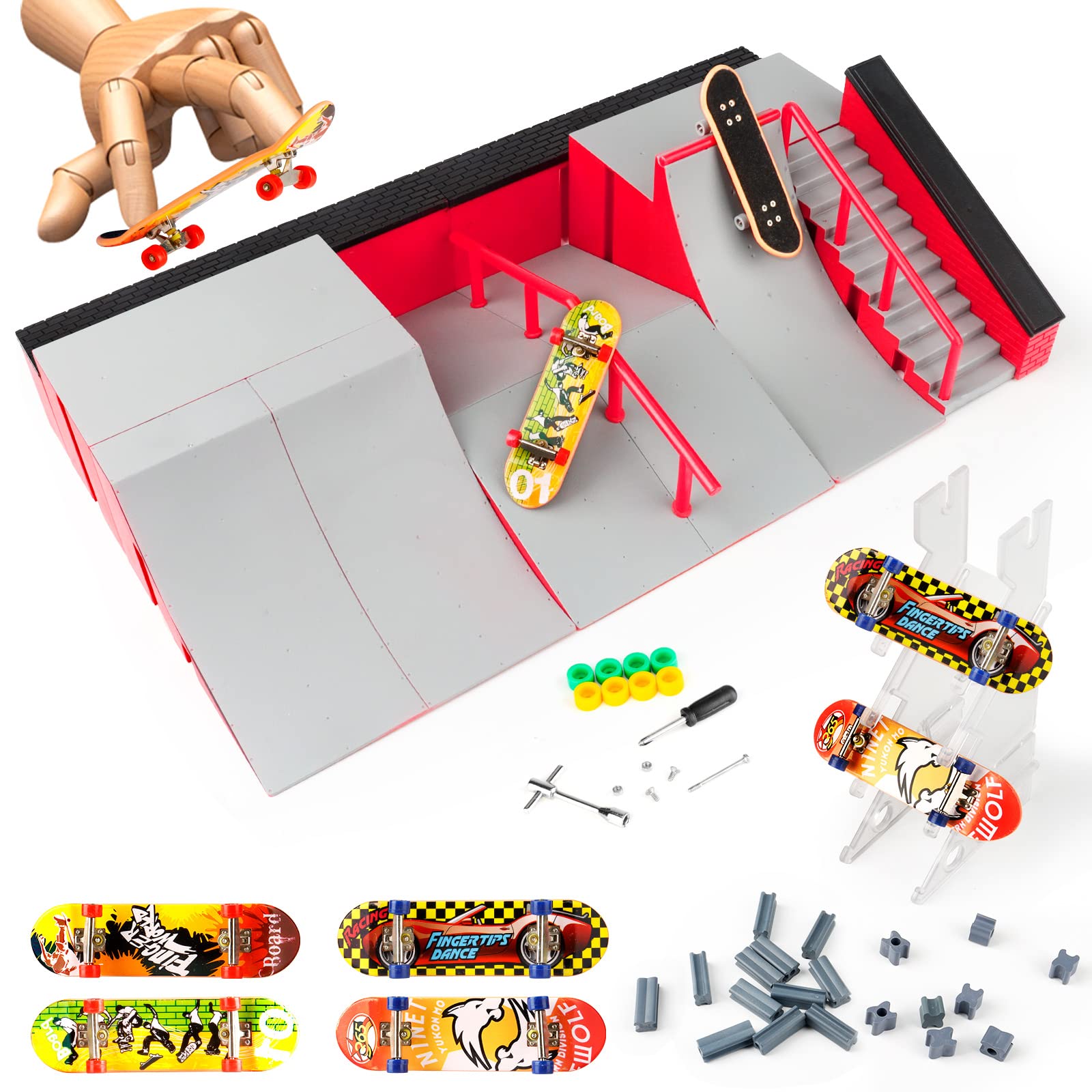 Buy Finger Skateboard Ramp Set Fingerboard Ramps Skate Park Kit for